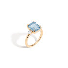 Emerald Gemstone Cocktail Ring - White Sapphire