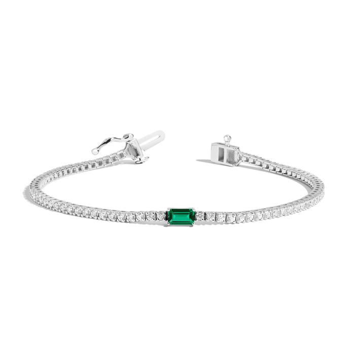 Diamond Tennis Bracelet with Emerald 14K 18K White Gold 6.5in 7in First