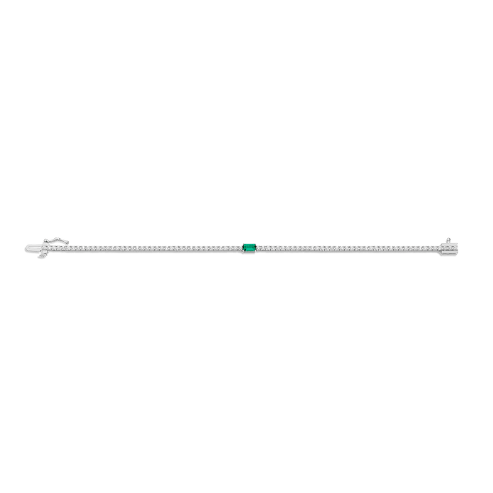 Diamond Tennis Bracelet with Emerald 14K 18K White Gold 6.5in 7in