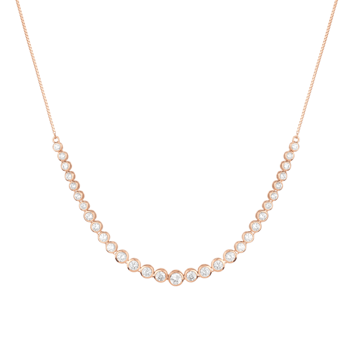 Graduated Diamond Bezel Necklace 14k 18k Rose Gold First