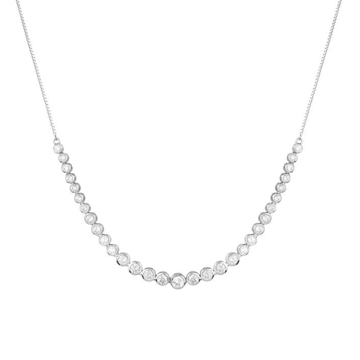 Graduated Diamond Bezel Necklace 14k 18k White Gold First