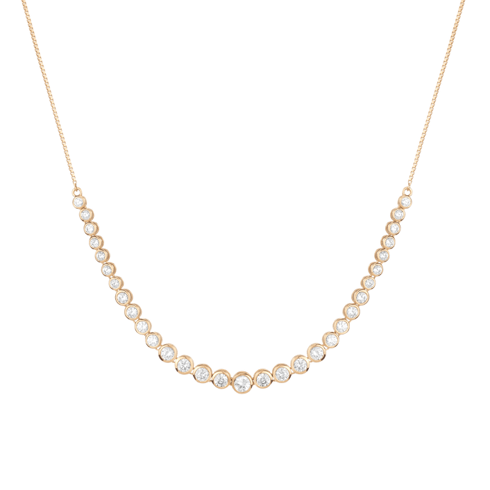 Graduated Diamond Bezel Necklace 14k 18k Yellow Gold First