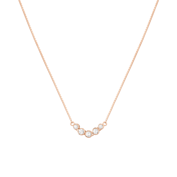 Mini Graduated Diamond Bezel Necklace 14k 18k Rose Gold First