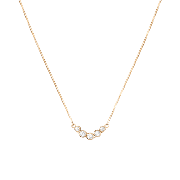 Mini Graduated Diamond Bezel Necklace 14k 18k Yellow Gold First