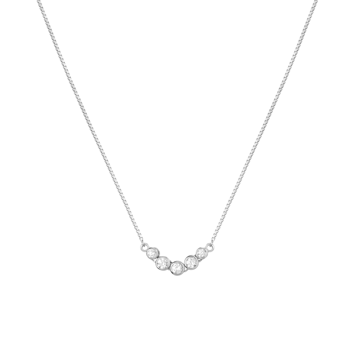 Mini Graduated Diamond Bezel Necklace 14k 18k White Gold First