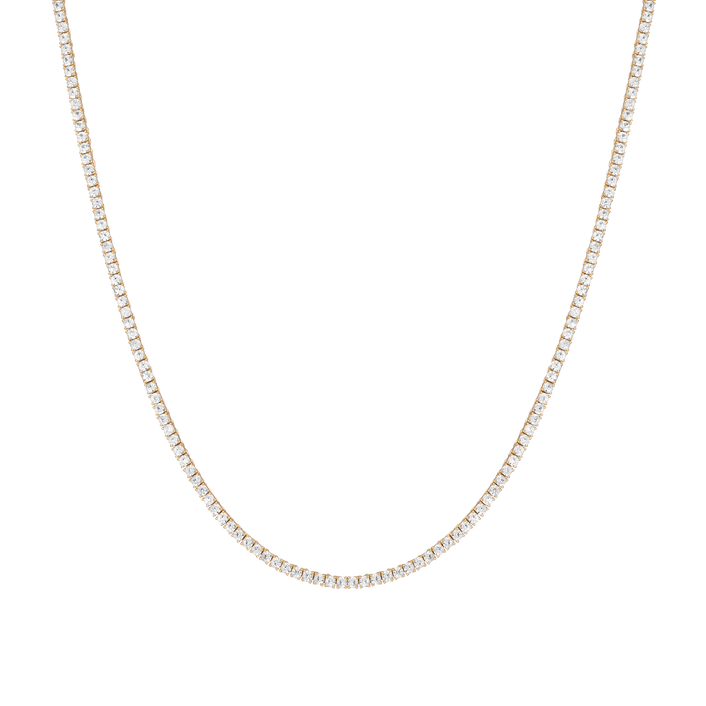 White Sapphire Tennis Necklace Vermeil Yellow Gold 15in 16in 17in 7ct 