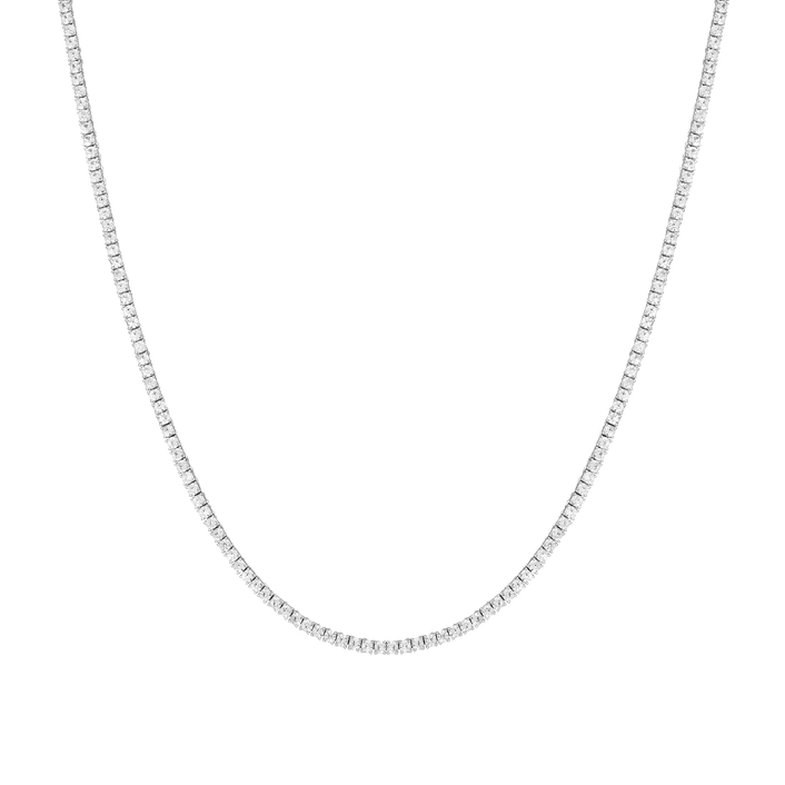 White Sapphire Tennis Necklace Vermeil White Gold 15in 16in 17in 7ct