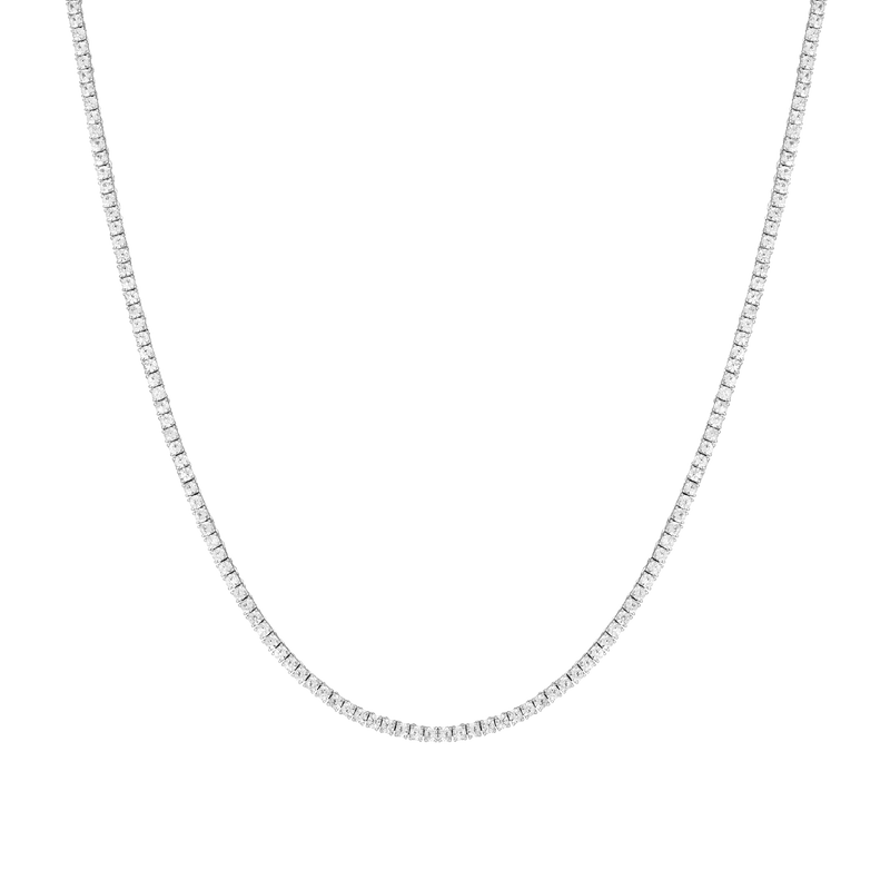 Lab Grown Sapphire Tennis Necklace 925 Silver 16"
