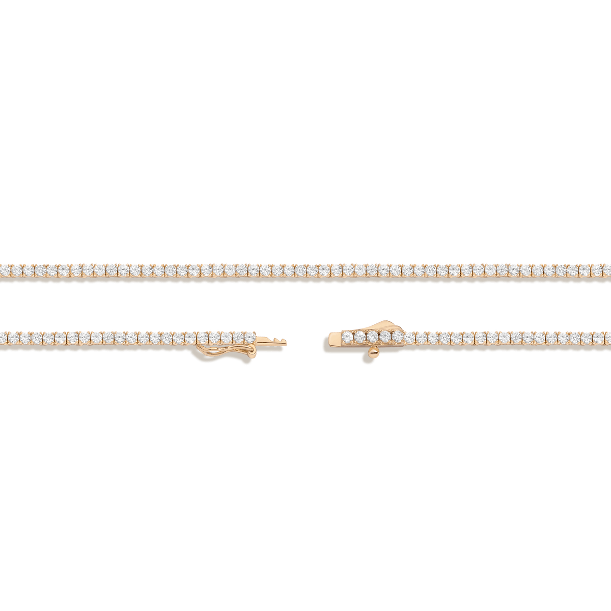 White Sapphire Tennis Necklace Vermeil Yellow Gold 15in 16in 17in 7ct