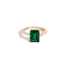 Emerald Solitaire Pavé Ring Vermeil Yellow Gold First