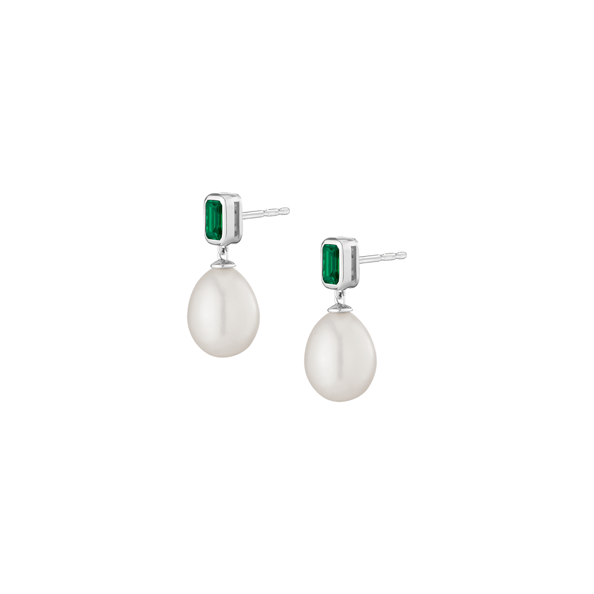 Lab Grown Emerald Heirloom Pearl Drop Earrings