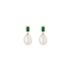 Lab Grown Emerald Heirloom Pearl Drop Earrings
