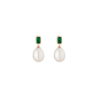 Lab Grown Emerald Heirloom Pearl Drop Earrings