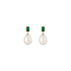Lab Grown Emerald Heirloom Pearl Drop Earrings
