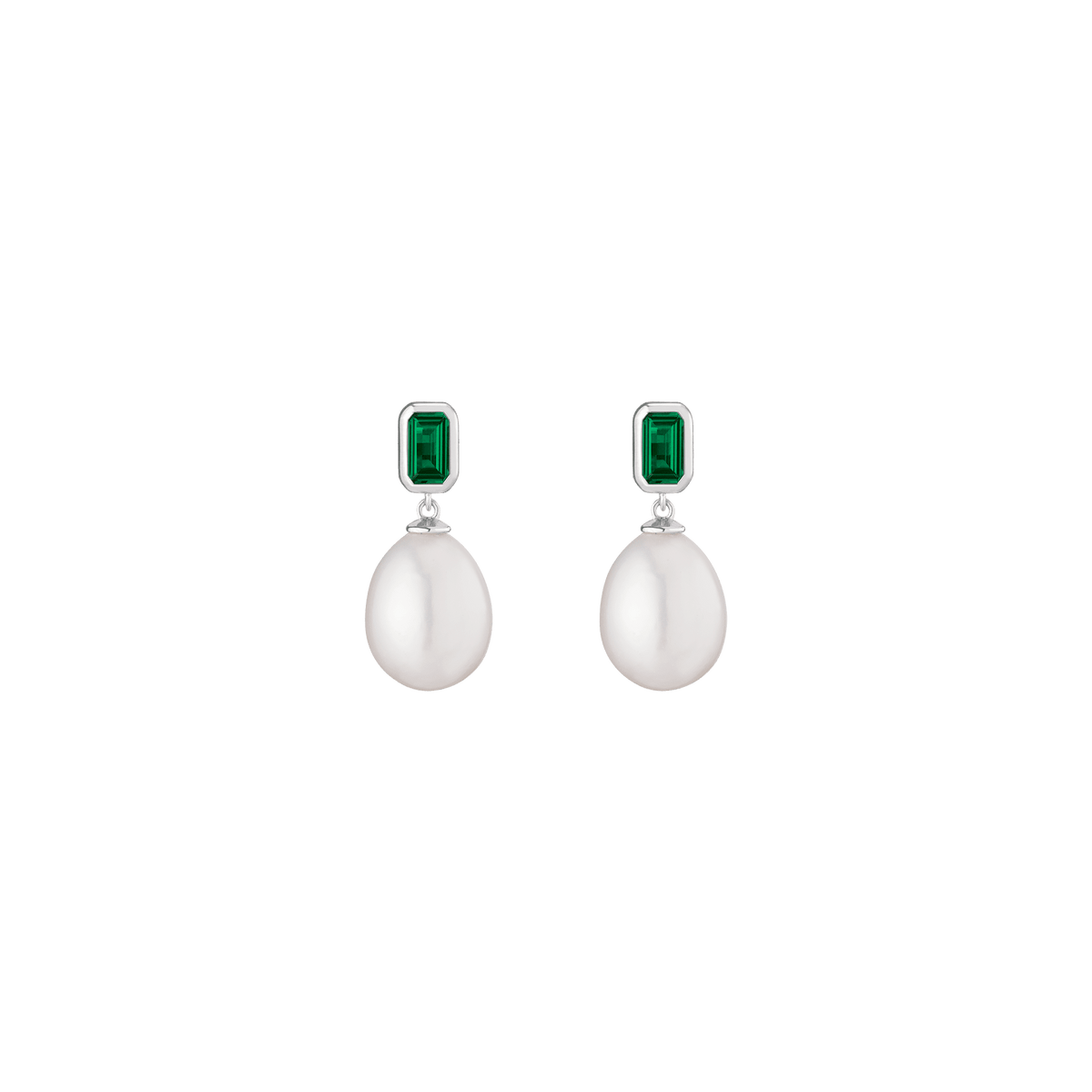 Emerald Heirloom Pearl Drop Earrings Vermeil 14k 18k White Gold Pair First