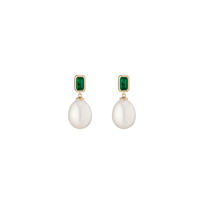Emerald Heirloom Pearl Drop Earrings