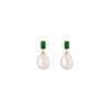 Emerald Heirloom Pearl Drop Earrings Vermeil 14k 18k Yellow Gold Pair First