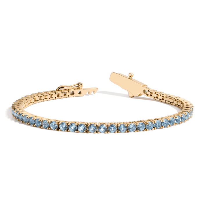 Aquamarine Tennis Bracelet Vermeil Yellow Gold 6.5in 7in First