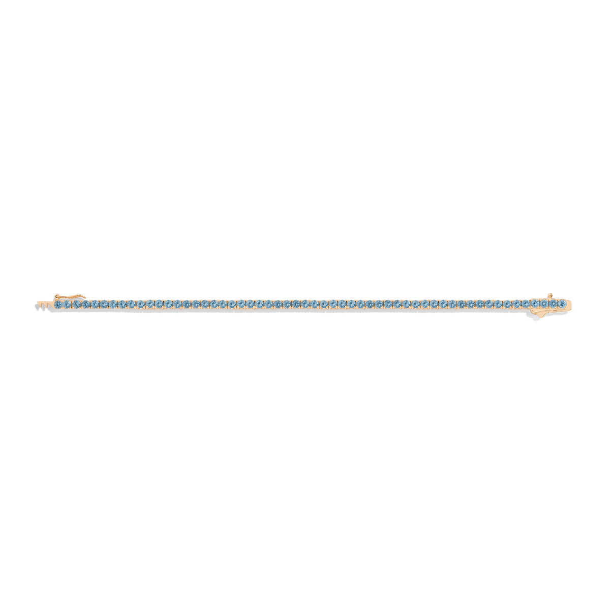 Aquamarine Tennis Bracelet Vermeil Yellow Gold 6.5in 7in