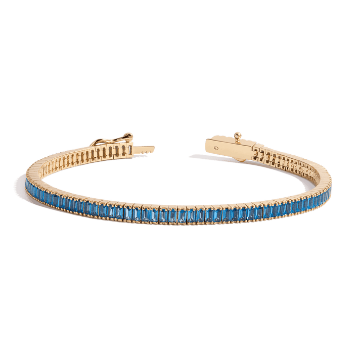 Blue Topaz Baguette Tennis Bracelet