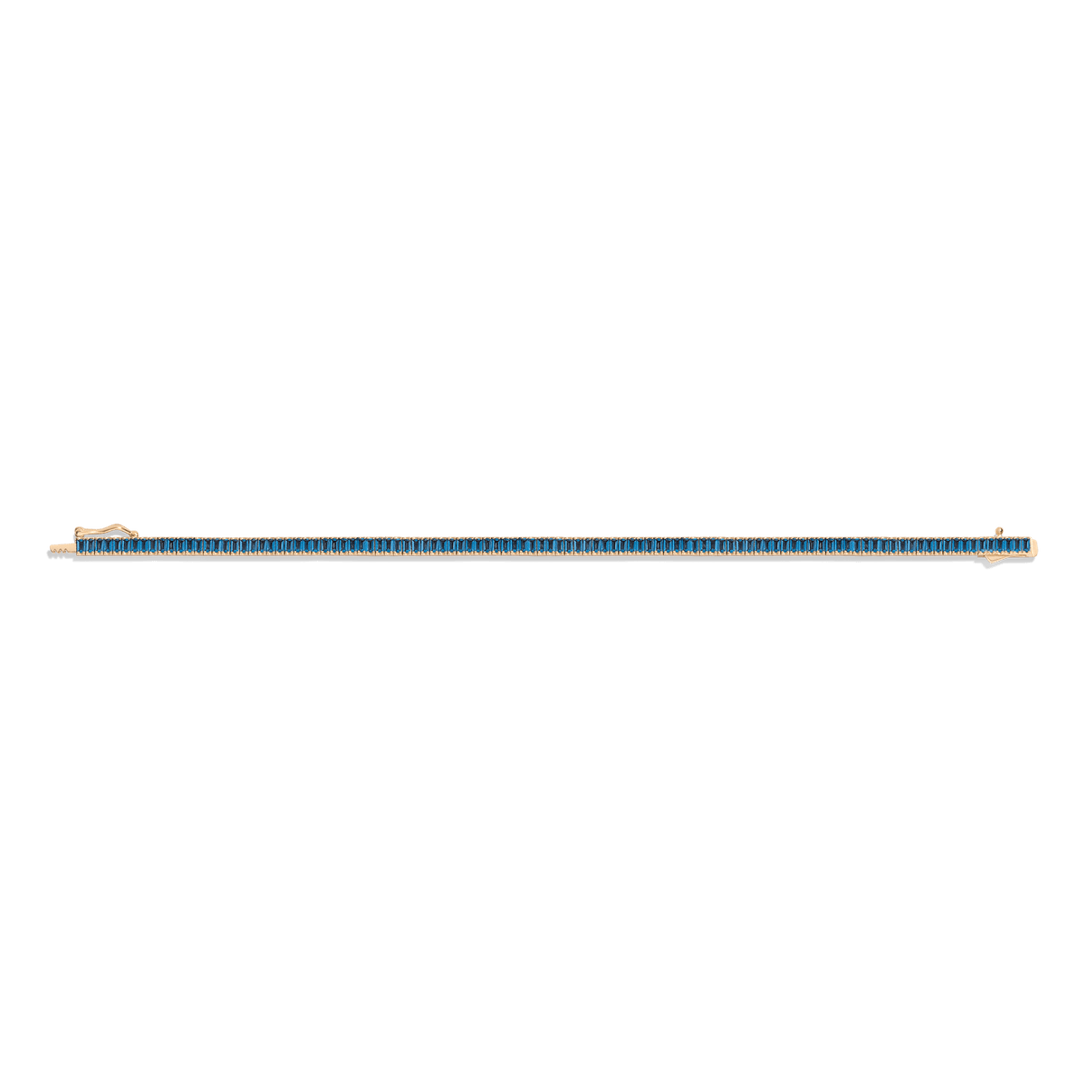 Blue Topaz Baguette Tennis Bracelet Vermeil Yellow Gold 6.5in 7in 