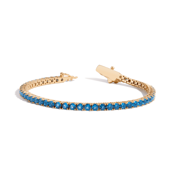 Blue Topaz Tennis Bracelet Vermeil Yellow Gold 6.5in 7in First