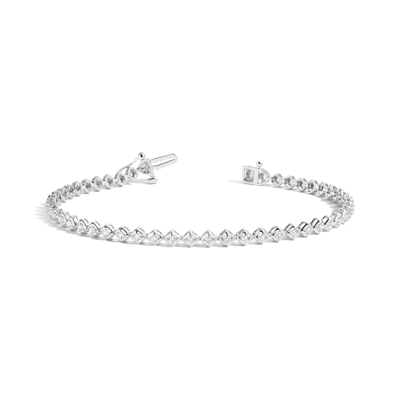 Petite Lab Grown Diamond Tennis Bracelet White Gold Delicate