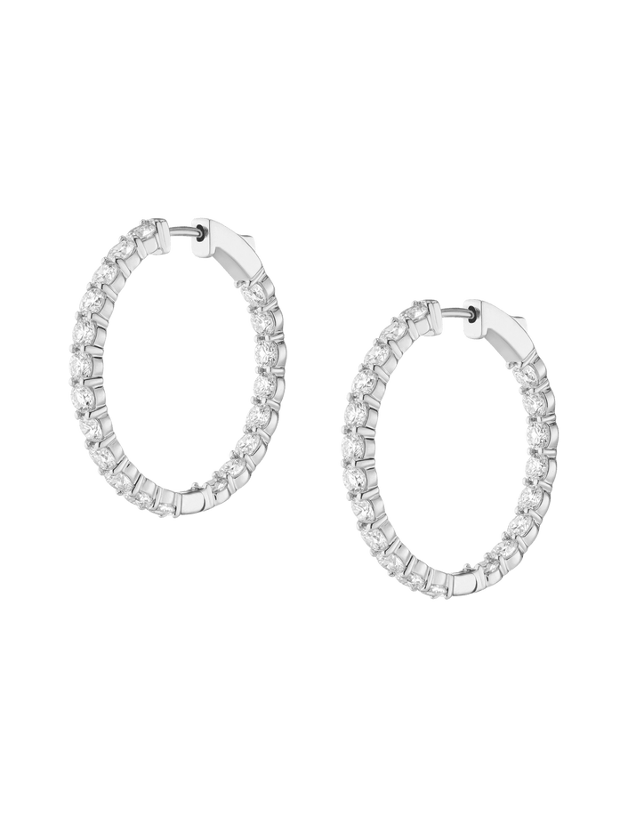 Luxury Lab Grown Diamond Hoops 14k White Gold Pair First