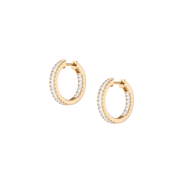 White Sapphire Baguette Hoop Earrings