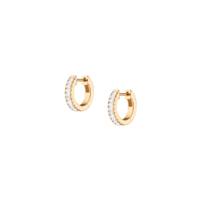 Lab Grown Sapphire Baguette Huggie Earrings