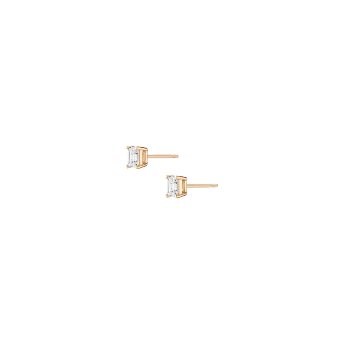 Emerald Lab Grown Diamond Stud Earrings 14k 18k Yellow Gold Single Pair