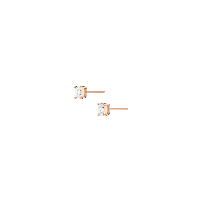 Emerald Lab Grown Diamond Stud Earrings 14k 18k Rose Gold Single Pair