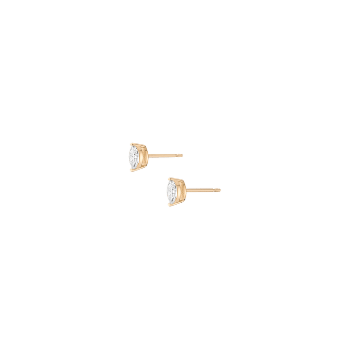 Marquise Lab Grown Diamond Stud Earrings 14k 18k Yellow Gold Single Pair