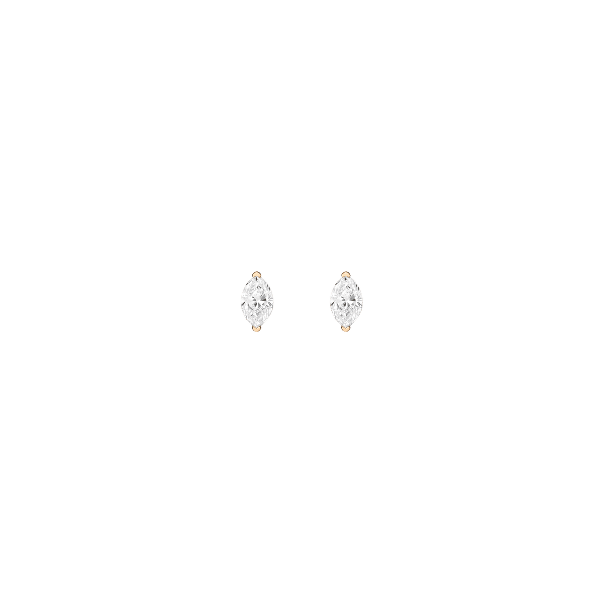 Marquise Lab Grown Diamond Stud Earrings 14k 18k Yellow Gold Single Pair First