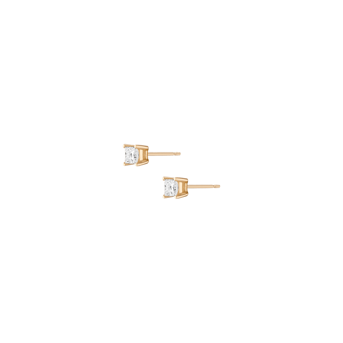 Princess Lab Grown Diamond Stud Earrings 14k 18k Yellow Gold Single Pair