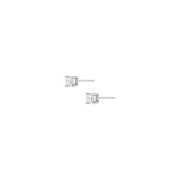 Princess Lab Grown Diamond Stud Earrings 14k 18k White Gold Single Pair