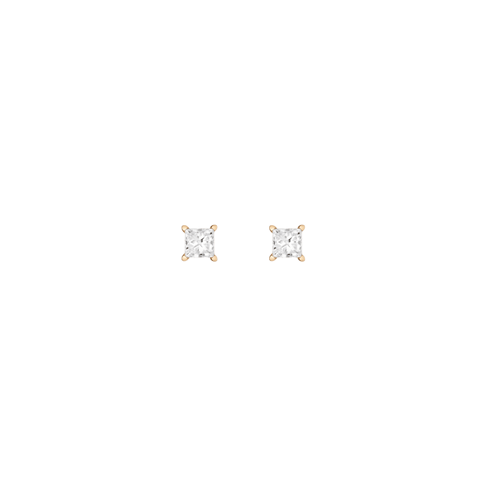 Princess Lab Grown Diamond Stud Earrings 14k 18k Yellow Gold Single Pair First