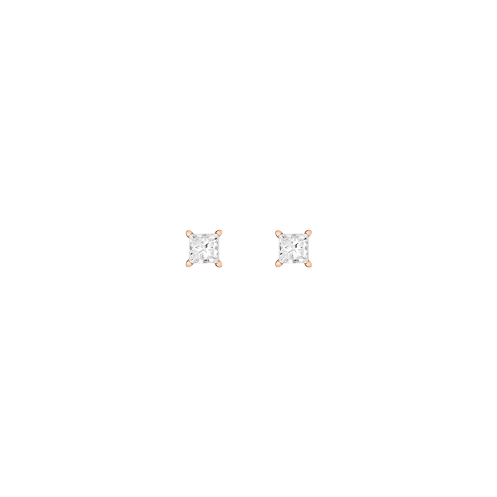 Princess Lab Grown Diamond Stud Earrings 14k 18k Rose Gold Single Pair First