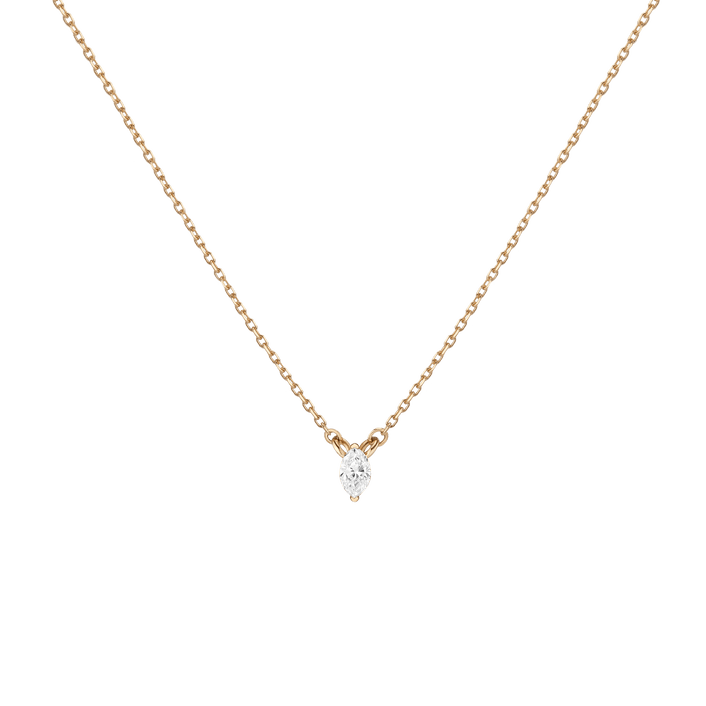 Marquise Lab Grown Diamond Solitaire Necklace 14k 18k Yellow Gold First