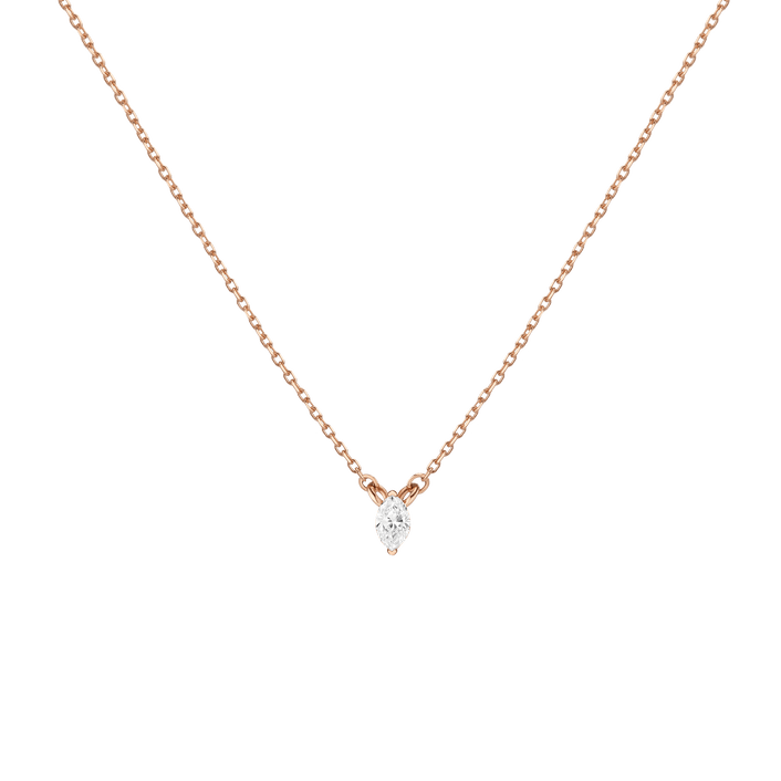 Marquise Lab Grown Diamond Solitaire Necklace 14k 18k Rose Gold First