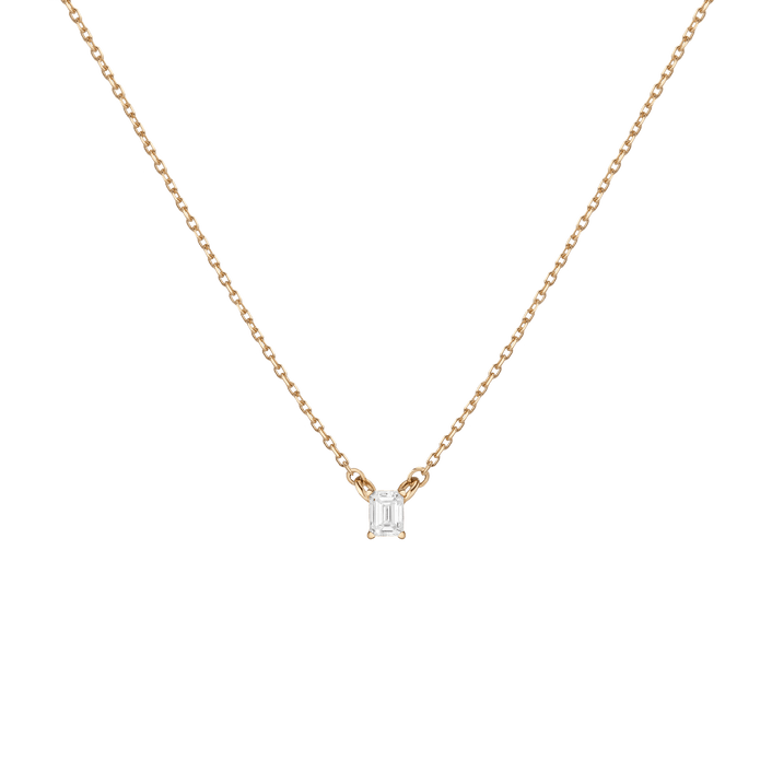 Emerald Lab Grown Diamond Solitaire Necklace 14k 18k Yellow Gold First