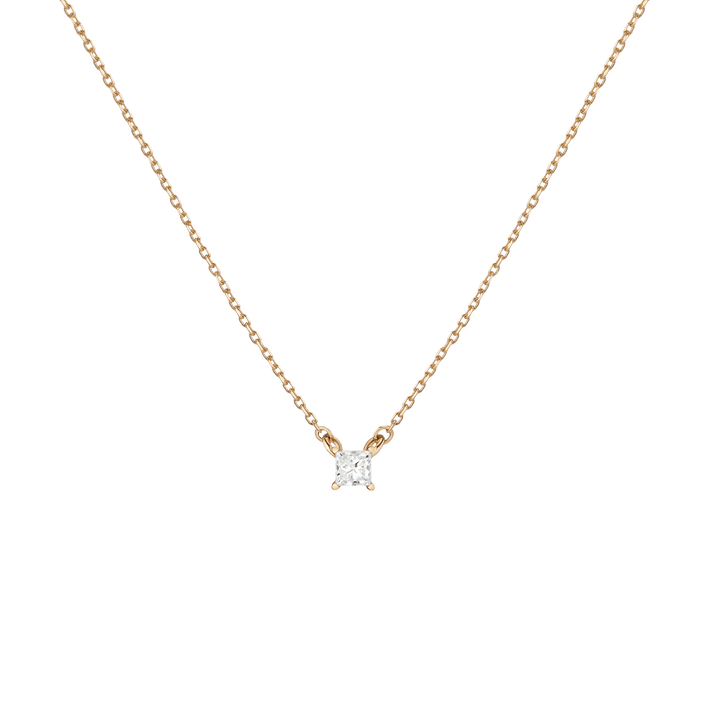 Princess Lab Grown Diamond Solitaire Necklace 14k 18k Yellow Gold First