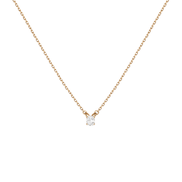 Oval Lab Grown Diamond Solitaire Necklace 14k 18k Yellow Gold First