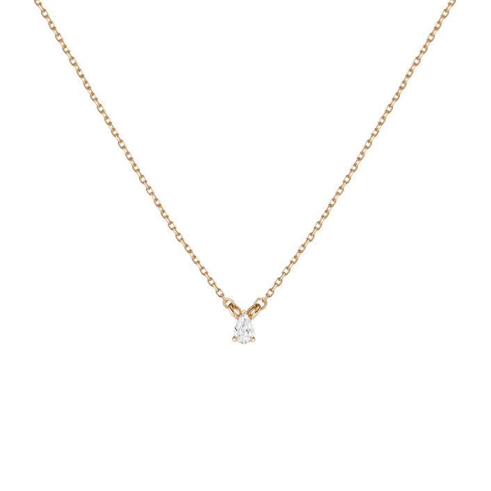 Pear Lab Grown Diamond Solitaire Necklace 14k 18k Yellow Gold First