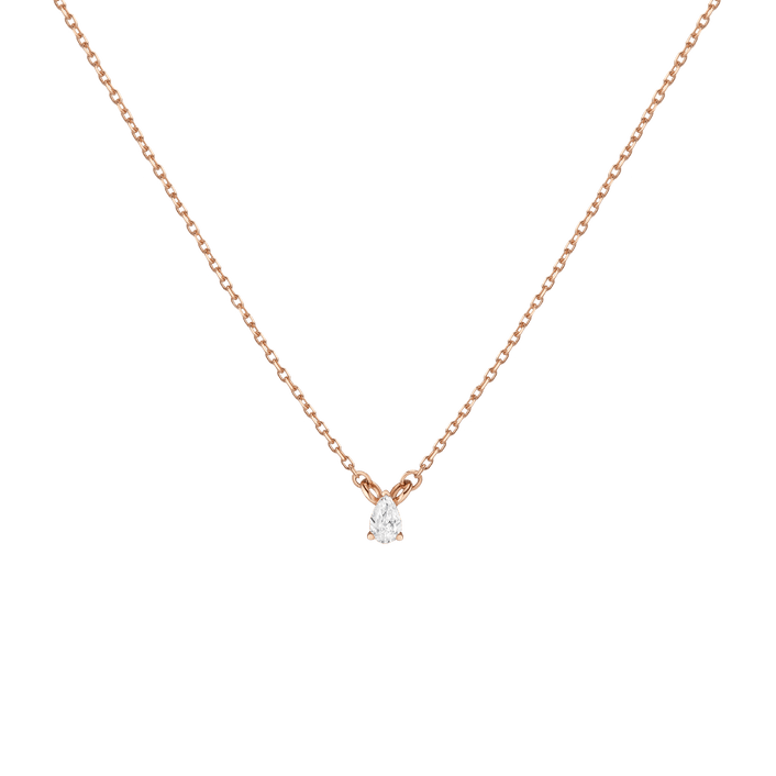 Pear Lab Grown Diamond Solitaire Necklace 14k 18k Rose Gold First