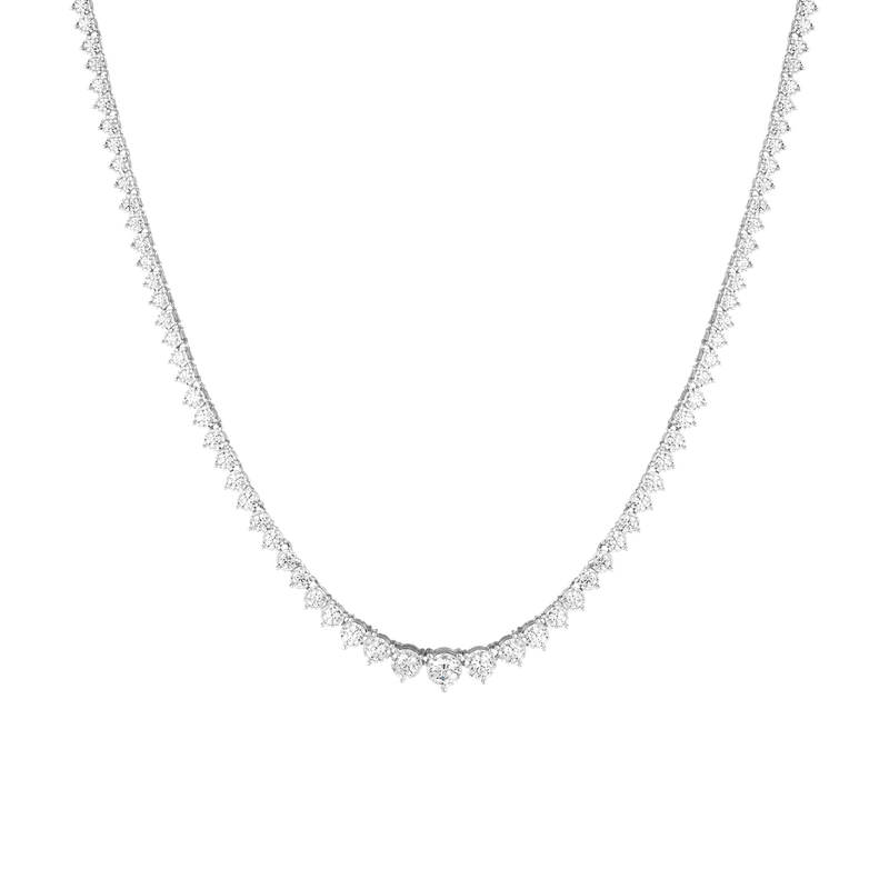 Three Prong Graduated Tennis Necklace