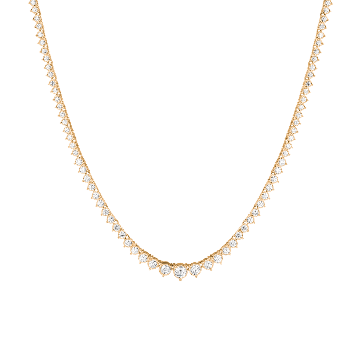 Three-Prong Graduated Tennis Necklace 14k Yellow Gold 16in First