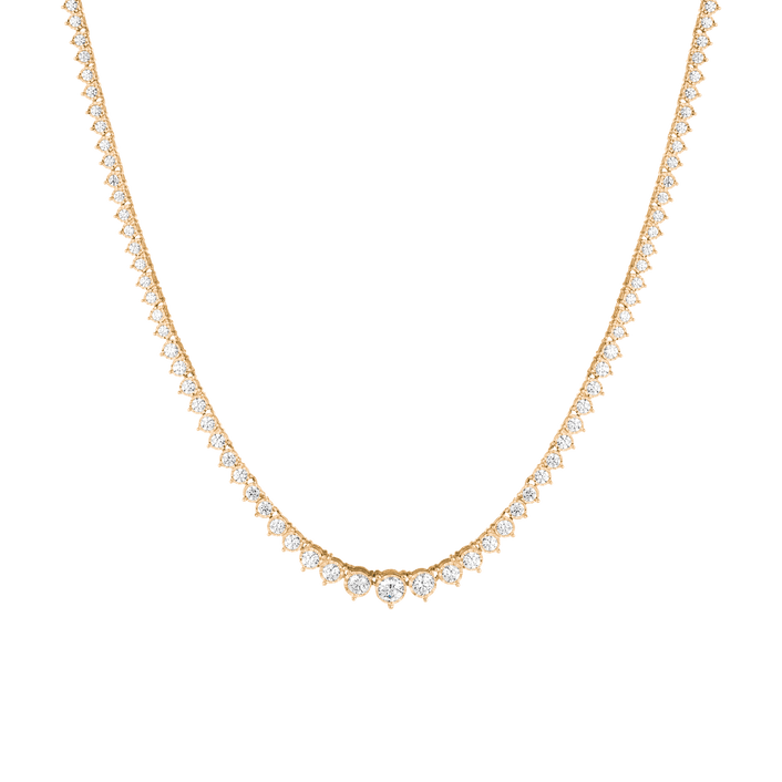 Three-Prong Graduated Tennis Necklace 14k Yellow Gold 16in First