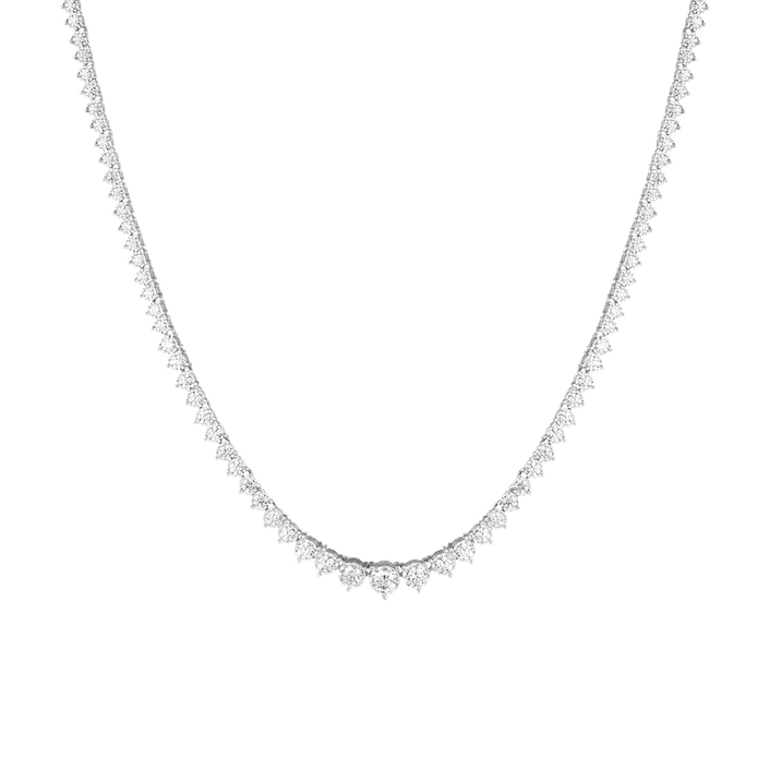 Three-Prong Graduated Tennis Necklace