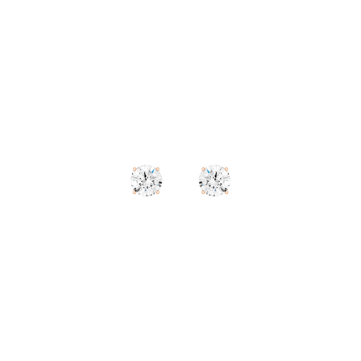 Luxury Round Lab Grown Diamond Studs 14k 4ct Rose Gold First